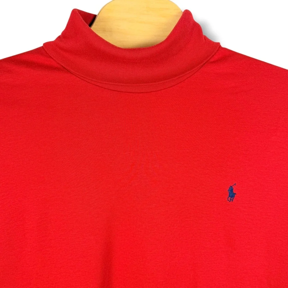 Vintage Polo Ralph Lauren Turtleneck Men XXL Red USA Made Cotton Pony Preppy